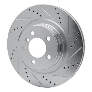 Land Rover Range Rover Brake Rotor (1) - Front Right - R1 Concepts - Drilled & Slotted - Silver - `06-`09
